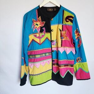 Allure Boutique Artisan Patchwork Jacket Small Boho Colorblock Mixed Media India